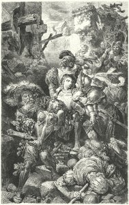 Franz von Sickingen herido de muerte en el Asedio de Burg Nanstein, 1523 de German School